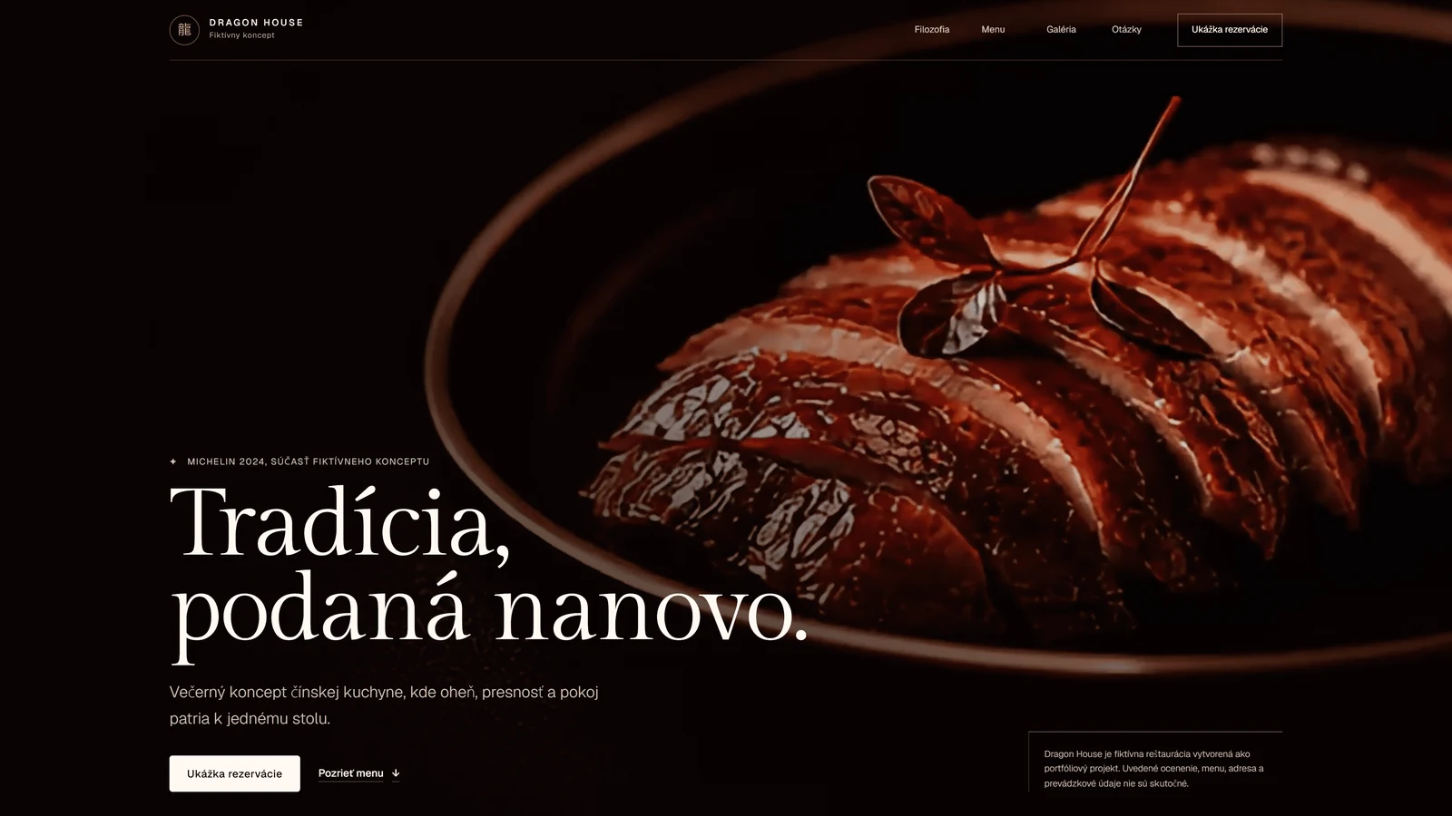 Dragon House — ukážka výrazného webu pre gastronómiu